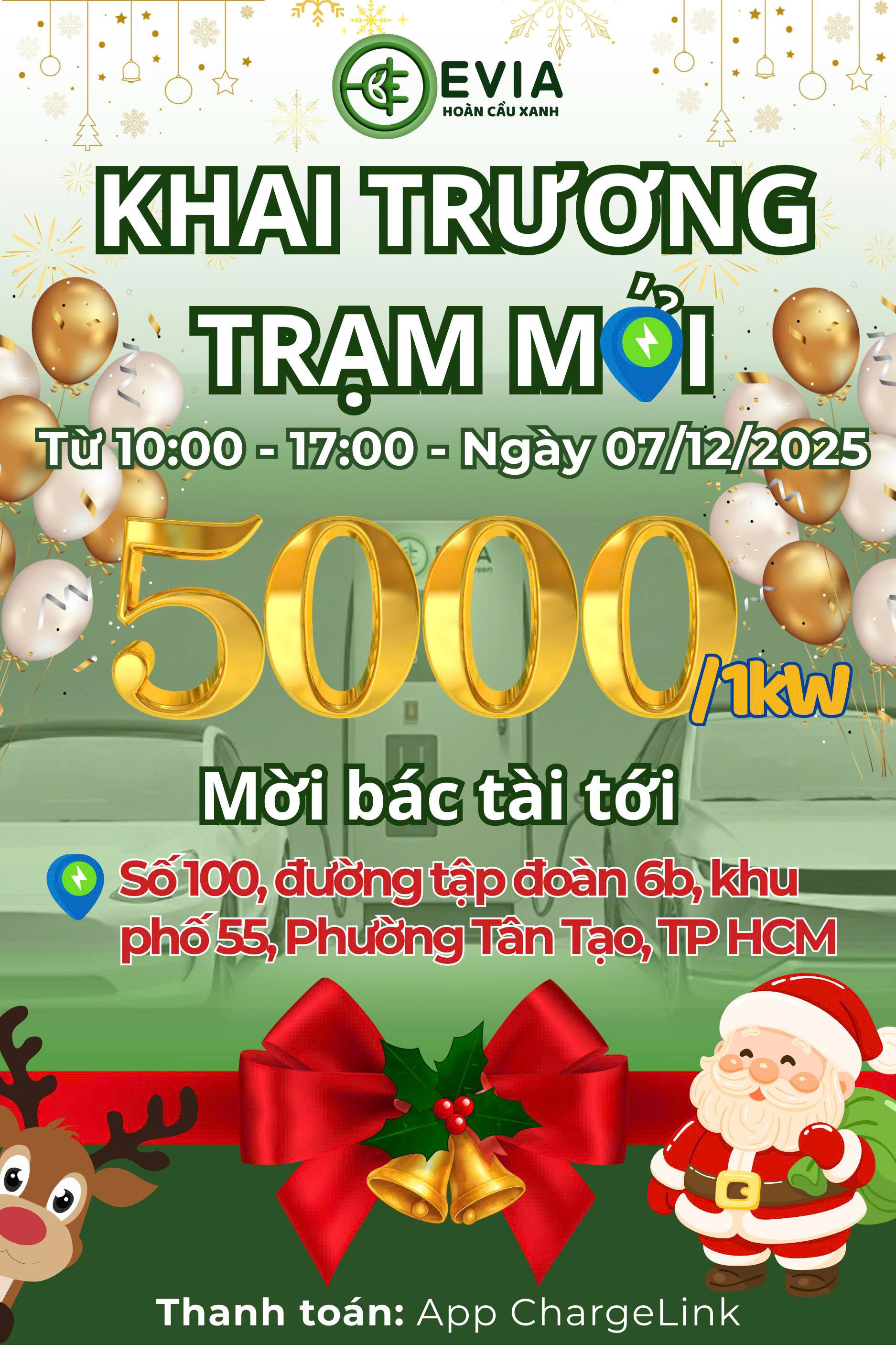 EVIA Hoàn Cầu Xanh lan tỏa thông điệp “di chuyển xanh” qua sự kiện khai trương trạm sạc mới tại Tân Tạo